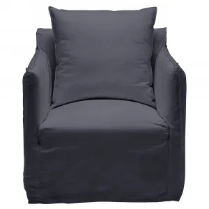 Como Linen Occasional Chair Cover Charcoal - 1 Seater by James Lane, a Chairs for sale on Style Sourcebook