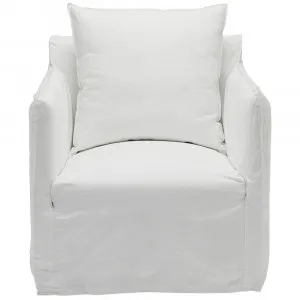 Como Linen Occasional Chair Cover White - 1 Seater by James Lane, a Chairs for sale on Style Sourcebook