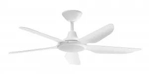 Calibo Storm 52" (1320mm) 5 Blade 18W Tricolour LED Light Indoor/Outdoor DC Ceiling Fan & Remote White by Calibo, a Ceiling Fans for sale on Style Sourcebook