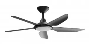 Calibo Storm 52" (1320mm) 5 Blade 18W Tricolour LED Light Indoor/Outdoor DC Ceiling Fan & Remote Matte Black by Calibo, a Ceiling Fans for sale on Style Sourcebook