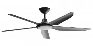 Calibo Storm 56" (1430mm) 5 Blade 18W Tricolour LED Light Indoor/Outdoor DC Ceiling Fan & Remote Matte Black by Calibo, a Ceiling Fans for sale on Style Sourcebook
