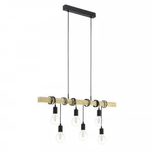 Eglo Townshend Bar Timber And Black Pendant Light 6 Light by Eglo, a LED Lighting for sale on Style Sourcebook