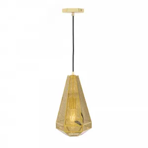Gold 1 Light Magnus Metal Geometric Caged Pendant Large by Telbix, a Pendant Lighting for sale on Style Sourcebook