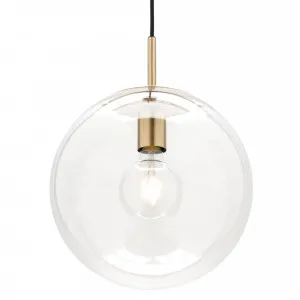 Madrid Clear Sphere Pendant Light With Brushed Brass Metalware Medium by Mercator, a Pendant Lighting for sale on Style Sourcebook