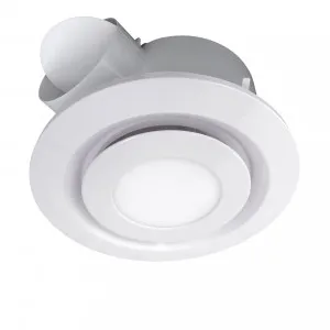 Round Ventair Airbus 200 Pro-V IP44 Bathroom Exhaust Fan With 10W LED Light White by Ventair, a Exhaust Fans for sale on Style Sourcebook