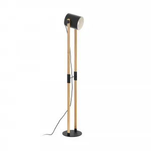 Eglo Hornwood Floor Lamp (E27) Black Steel and Wood by Eglo, a Floor Lamps for sale on Style Sourcebook