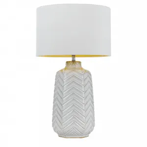 Telbix Esmo ZigZag Ceramic Table Lamp With Fabric Shade White by Telbix, a Table & Bedside Lamps for sale on Style Sourcebook