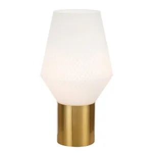 Telbix Rene Glass Table Lamp Edison Screw (E27) Opal Matt / Antique Gold by Telbix, a Table & Bedside Lamps for sale on Style Sourcebook