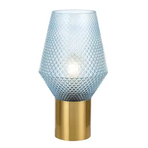 Telbix Rene Glass Table Lamp Edison Screw (E27) Blue Smoke / Antique Gold by Telbix, a Table & Bedside Lamps for sale on Style Sourcebook