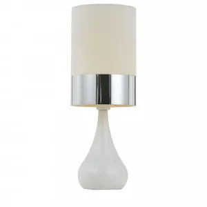 Telbix Akira Teardrop Vase Table Lamp With Fabric Shade White and Chrome by Telbix, a Table & Bedside Lamps for sale on Style Sourcebook