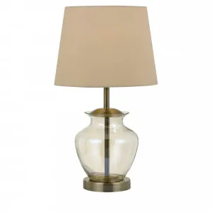 Telbix June Glass Table Lamp With Shade Antique Brass, Amber And Vanilla by Telbix, a Table & Bedside Lamps for sale on Style Sourcebook