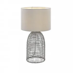 Large Telbix Bayz Rattan Design Edison Screw (E27) Table Lamp Grey by Telbix, a Table & Bedside Lamps for sale on Style Sourcebook