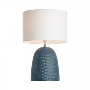 Mercator Jordana Textured Ceramic Table Lamp (B22) Blue by Mercator, a Table & Bedside Lamps for sale on Style Sourcebook