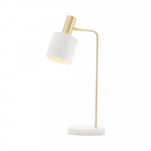 Mercator Addison Table Lamp With Brushed Brass Metalware And White Marble Base Matt White by Mercator, a Table & Bedside Lamps for sale on Style Sourcebook