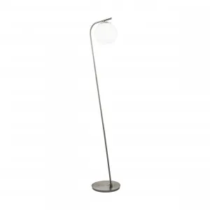 Eglo Terriente E27 Floor Lamp Satin Nickel With Opal Matt Shade by Eglo, a Floor Lamps for sale on Style Sourcebook