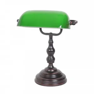 Lode Bankers Table Lamp Green and Bronze by Lode International, a Table & Bedside Lamps for sale on Style Sourcebook
