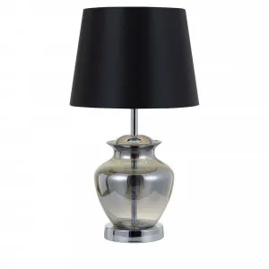 Telbix June Glass Table Lamp With Shade Chrome, Smoke And Black by Telbix, a Table & Bedside Lamps for sale on Style Sourcebook