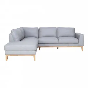 Dante 2.5 Seater Sofa + Chaise LHF in Leather Pewter by OzDesignFurniture, a Sofas for sale on Style Sourcebook