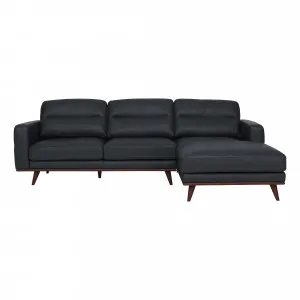Astrid 2.5 Seater Sofa + Chaise RHF in Butler Leather Slate / Brown Leg by OzDesignFurniture, a Sofas for sale on Style Sourcebook