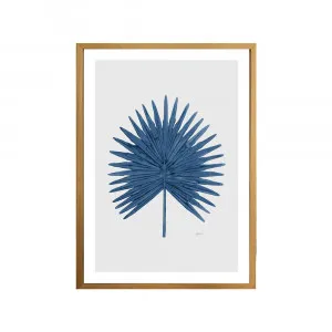 Fan Palm Living in Navy Blue with Whisper Grey Fine Art Print | FRAMED Tasmanian Oak Boxed Frame A3 (29.7cm x 42cm) by Luxe Mirrors, a Artwork & Wall Decor for sale on Style Sourcebook