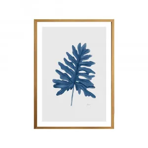 Philodendron Living in Navy Blue Fine with Whisper Grey Art Print | FRAMED Tasmanian Oak Boxed Frame A3 (29.7cm x 42cm) by Luxe Mirrors, a Artwork & Wall Decor for sale on Style Sourcebook