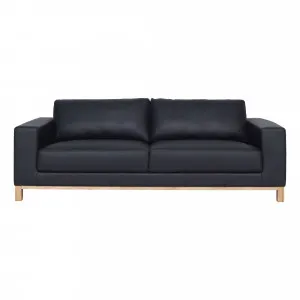 Jasper 3 Seater Sofa in Linea Leather Charcoal by OzDesignFurniture, a Sofas for sale on Style Sourcebook