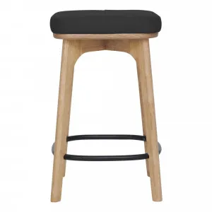 Silva Bar Stool in Black Leather / Oak Stain by OzDesignFurniture, a Bar Stools for sale on Style Sourcebook