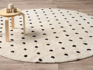 Addy Round Spot Rug - Cream/Black by Mocka, a Contemporary Rugs for sale on Style Sourcebook