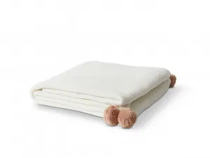 Priya Pompom Knit Throw - Ivory/Pink by Mocka, a Cushions, Decorative Pillows for sale on Style Sourcebook