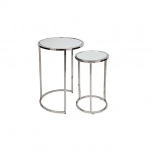 Serenity Nesting Side Tables Nickel 50cm / 60cm by Luxe Mirrors, a Side Table for sale on Style Sourcebook