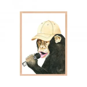 Alfie the Singing Monkey Fine Art Print | FRAMED Tasmanian Oak Boxed Frame A3 (29.7cm x 42cm) by Luxe Mirrors, a Artwork & Wall Decor for sale on Style Sourcebook