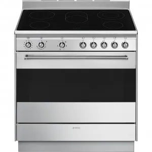 90cm Classic Ceramic FS Cooker (5 Zones/6 Functions) SS by Smeg, a Cooktops for sale on Style Sourcebook