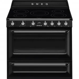 90cm Victoria Electric/Induction Freestanding Induction Cook - Black by Smeg, a Cooktops for sale on Style Sourcebook