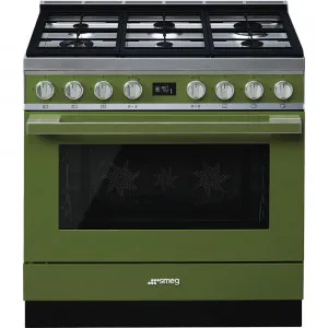 90cm  Pyrolytic Freestanding Cooker - Olive Green by Smeg, a Cooktops for sale on Style Sourcebook