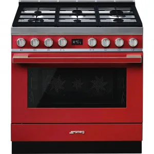 90cm  Pyrolytic Freestanding Cooker - Red by Smeg, a Cooktops for sale on Style Sourcebook