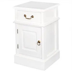 Tasmania Mahogany Timber Bedside Table, Left, White by Centrum Furniture, a Bedside Tables for sale on Style Sourcebook