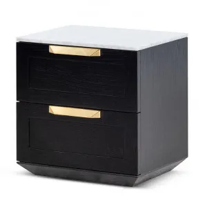 Lynesta Marble Top Bedside Table, White / Black by Conception Living, a Bedside Tables for sale on Style Sourcebook