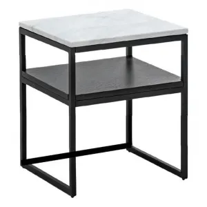 Leonardo Marble Top Bedside Table with Shelf, White / Black by HOMESTAR, a Bedside Tables for sale on Style Sourcebook