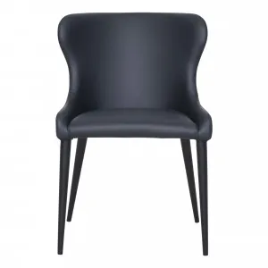 Roma Dining Chair in Linea Leather Black / Black Leg by OzDesignFurniture, a Dining Chairs for sale on Style Sourcebook