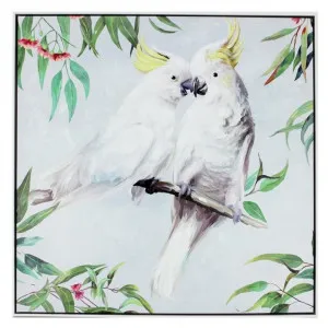"Australian Native Birds" Framed Canvas Wall Art Paint, Cockatoo, 80cm by NF Living, a Artwork & Wall Decor for sale on Style Sourcebook