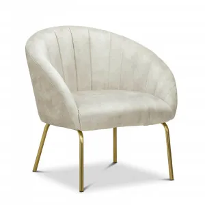 Emily Channel Tufted Velvet Armchair, Nude Beige & Gold by L3 Home, a Chairs for sale on Style Sourcebook