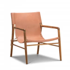 Norah Leather Sling Armchair, Teak & Natural Tan by L3 Home, a Chairs for sale on Style Sourcebook