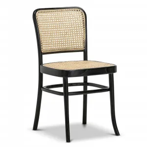 Prague Set of 2 Solid Teak Bentwood Cane Dining Side Chair, Black & Natural by L3 Home, a Dining Chairs for sale on Style Sourcebook