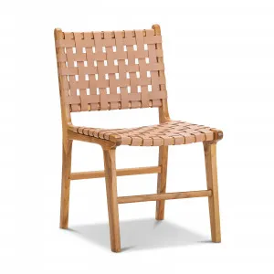 Casey Set of 2 Woven Leather Dining Chairs, Nude Tan by L3 Home, a Dining Chairs for sale on Style Sourcebook