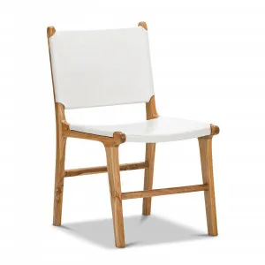 Casey Set of 2 Flat Leather Dining Chairs, White by L3 Home, a Dining Chairs for sale on Style Sourcebook