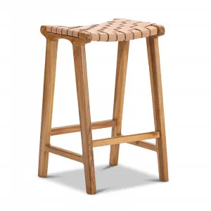 Casey 66cm Woven Leather Barstool, Nude Tan by L3 Home, a Bar Stools for sale on Style Sourcebook