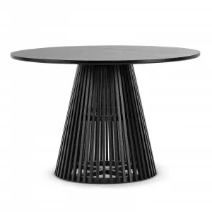 Pedie Round Slat Dining Table, Black Teak by L3 Home, a Dining Tables for sale on Style Sourcebook