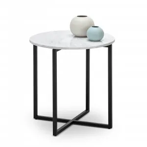 Ellie Marble Round Side Table, White & Black by L3 Home, a Side Table for sale on Style Sourcebook