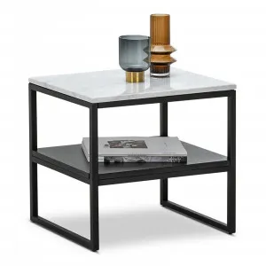 Ebonie White Marble Square Side Table, Black by L3 Home, a Side Table for sale on Style Sourcebook