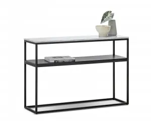 Ebonie White Marble 120cm Console Table, Black by L3 Home, a Console Table for sale on Style Sourcebook